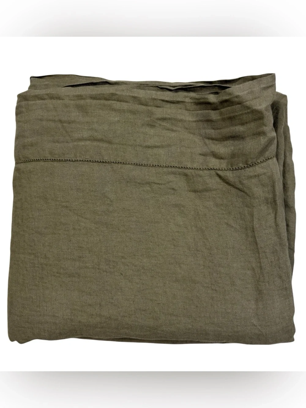 The Citizenry 100% French Linen Stonewashed Flat Olive Green Sheet King